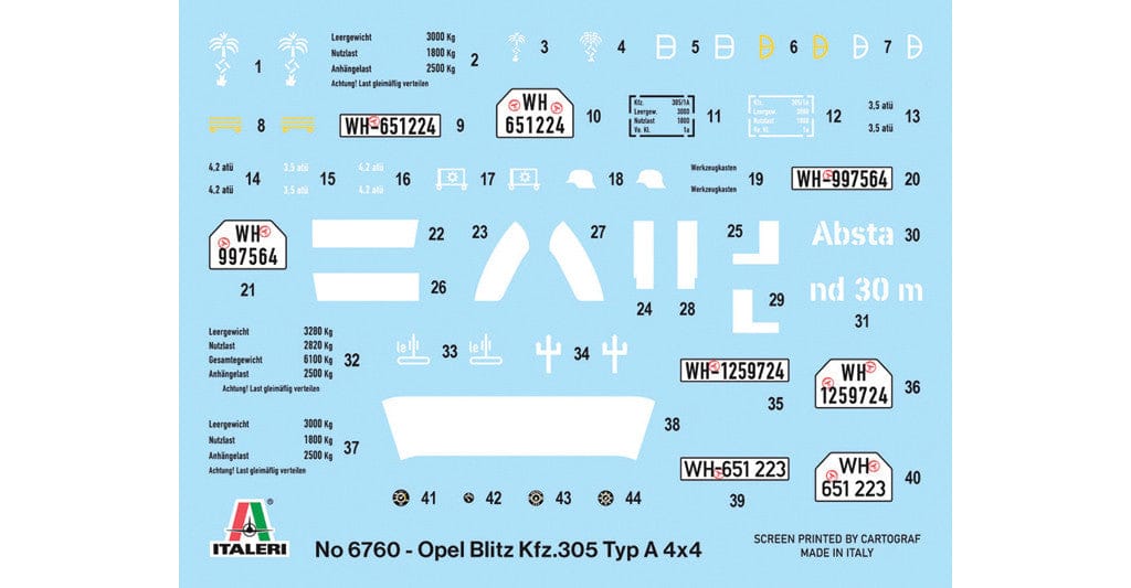 400 - Italeri - 6760 - Kfz. 305 Opel Blitz Typ A 4x4 - decals