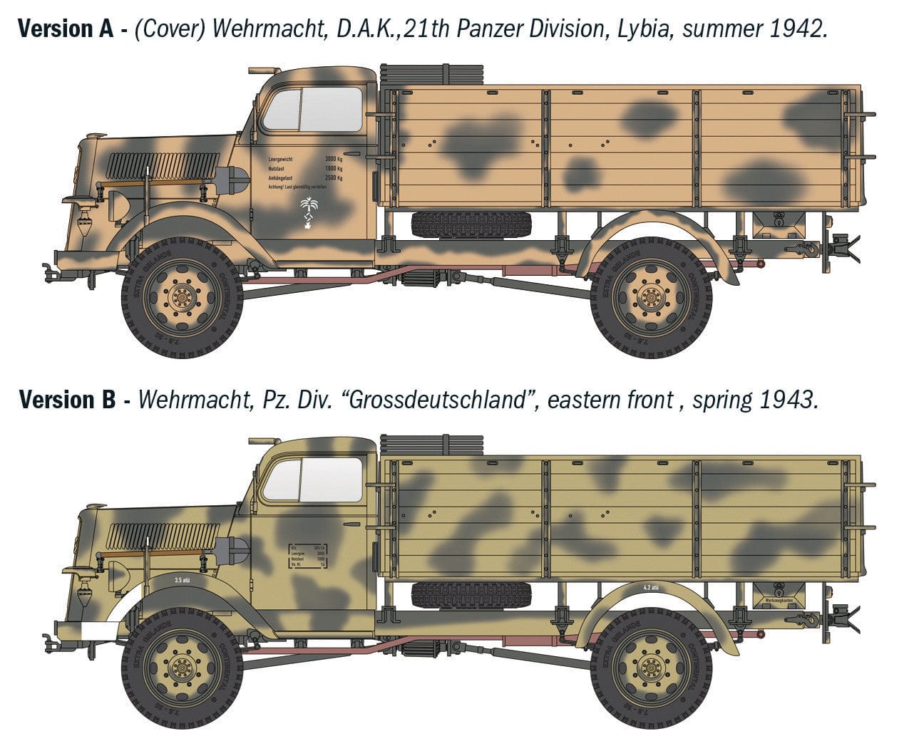 300 - Italeri - 6760 - Kfz. 305 Opel Blitz Typ A 4x4 - paint schemes