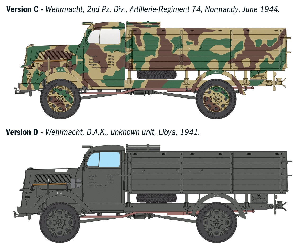 301 - Italeri - 6760 - Kfz. 305 Opel Blitz Typ A 4x4 - paint schemes