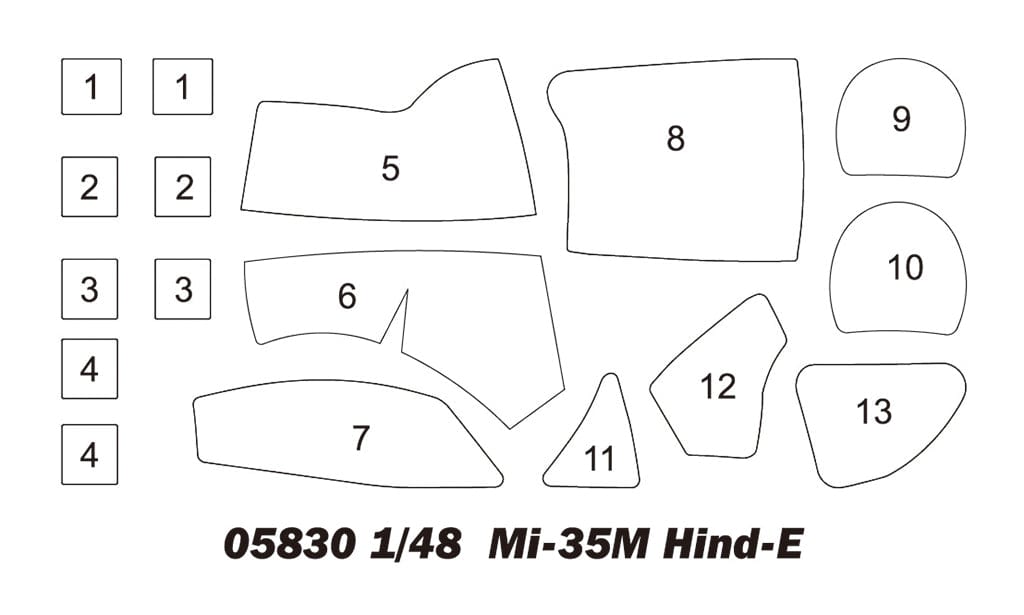 Trumpeter - 05830 - Mil Mi-35M Hind E - masks