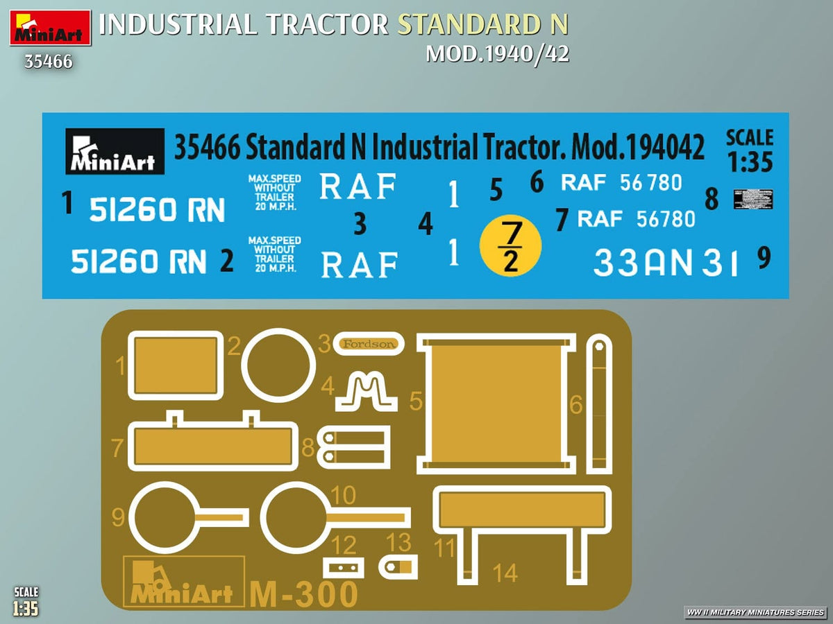 400 - Miniart - 35466 - Fordson Model N Industrial (1940-42) - decals