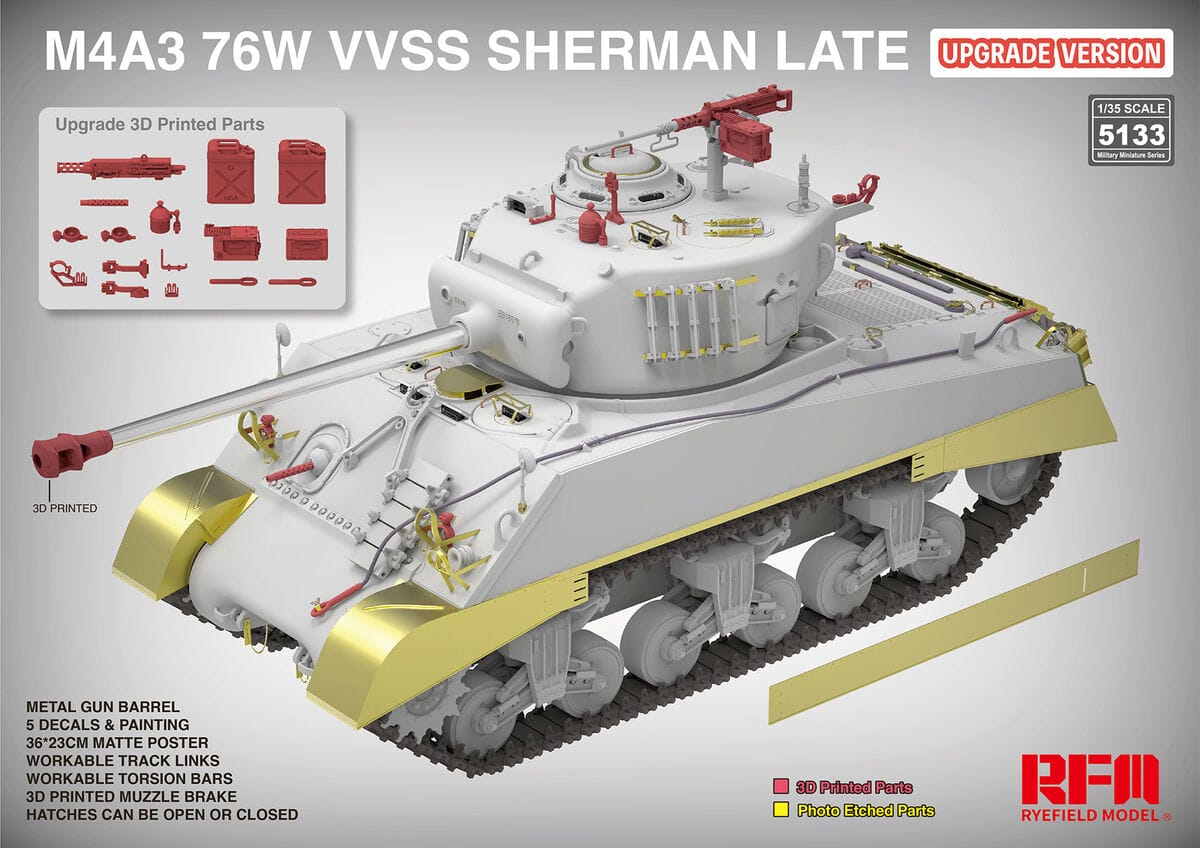 010 - Rye Field Model - 5133 - M4A3(76)W Sherman VVSS (late) [upgrade kit] - primary image