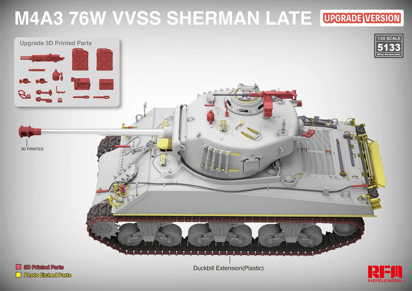 500 - Rye Field Model - 5133 - M4A3(76)W Sherman VVSS (late) [upgrade kit] - digital model
