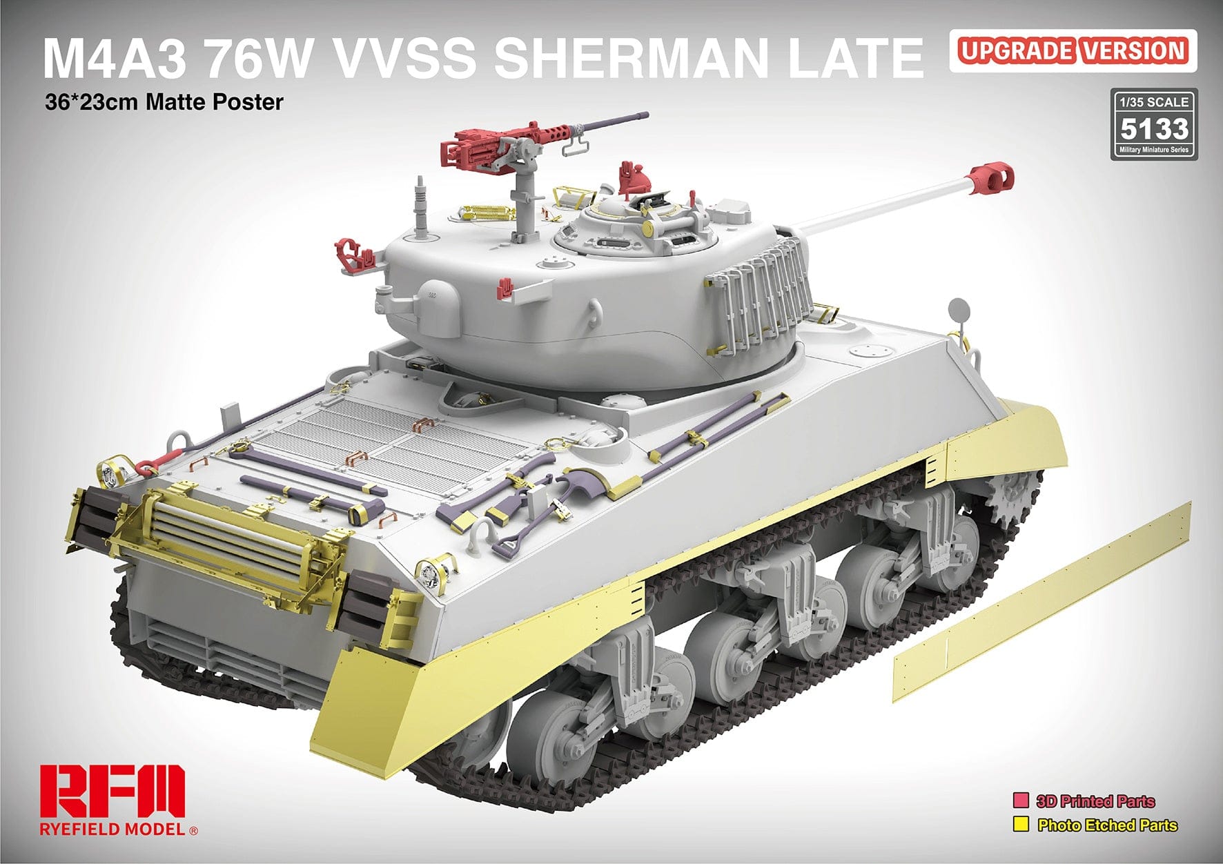 Rye Field Model - 5133 - M4A3(76)W Sherman VVSS (late) [upgrade kit] - digital model