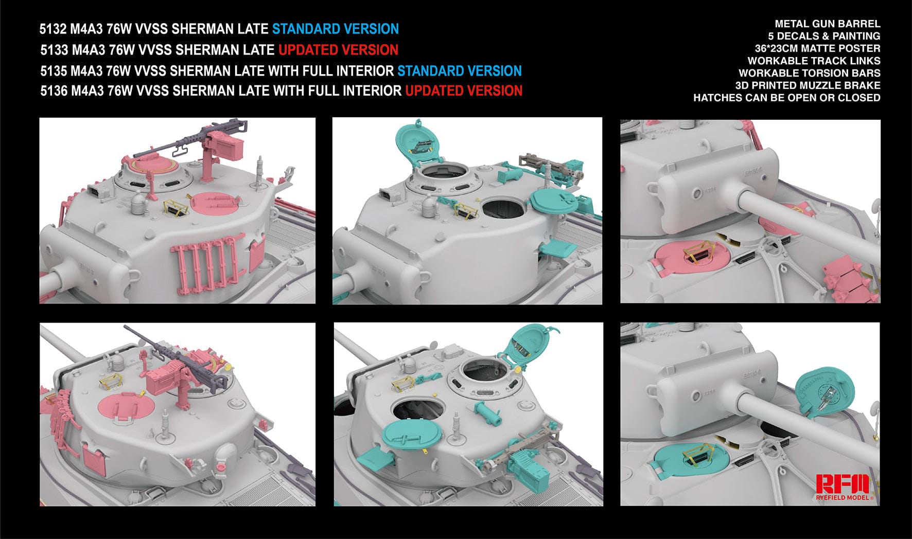 Rye Field Model - 5133 - M4A3(76)W Sherman VVSS (late) [upgrade kit] - digital model