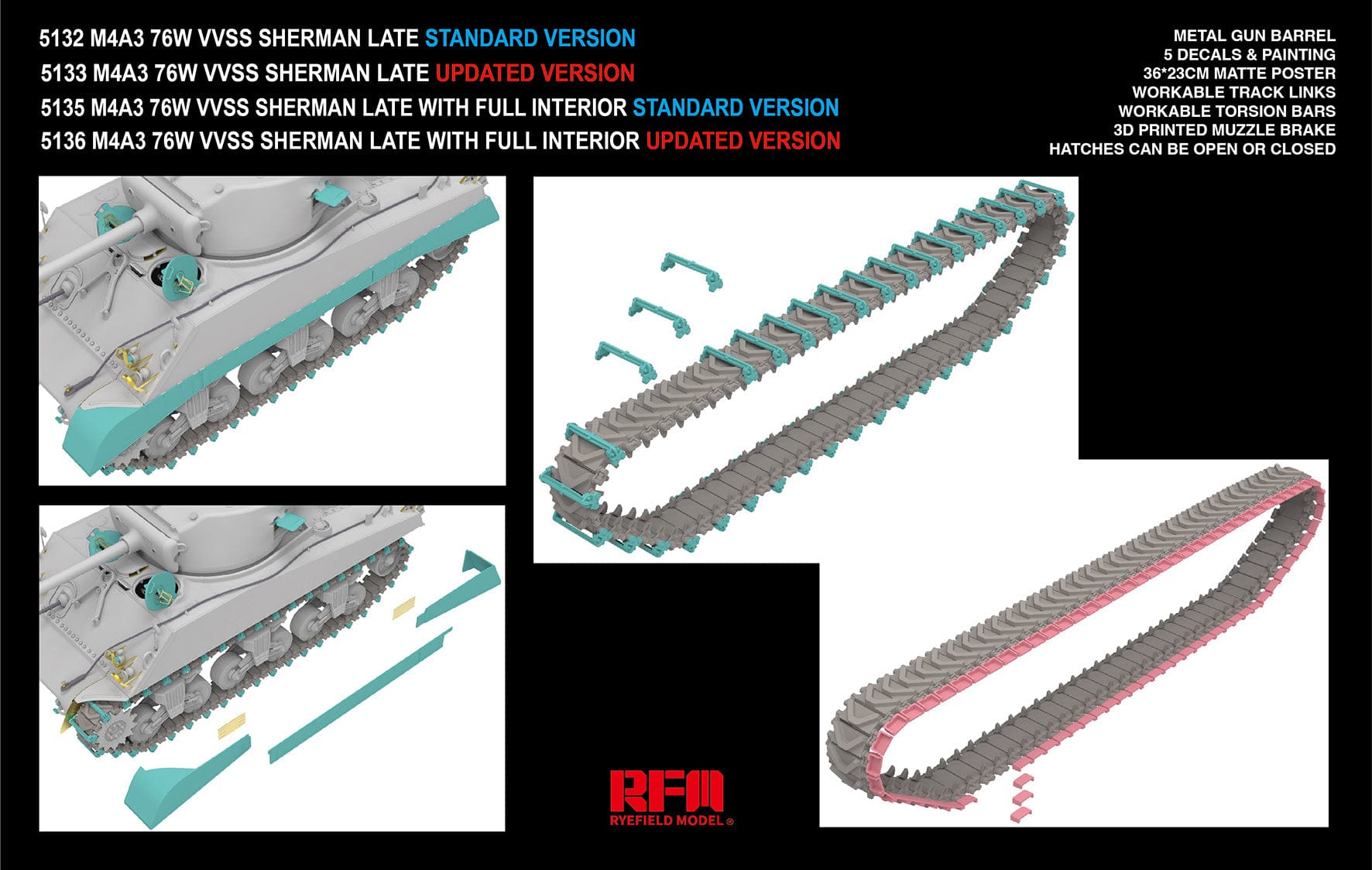 Rye Field Model - 5133 - M4A3(76)W Sherman VVSS (late) [upgrade kit] - digital model
