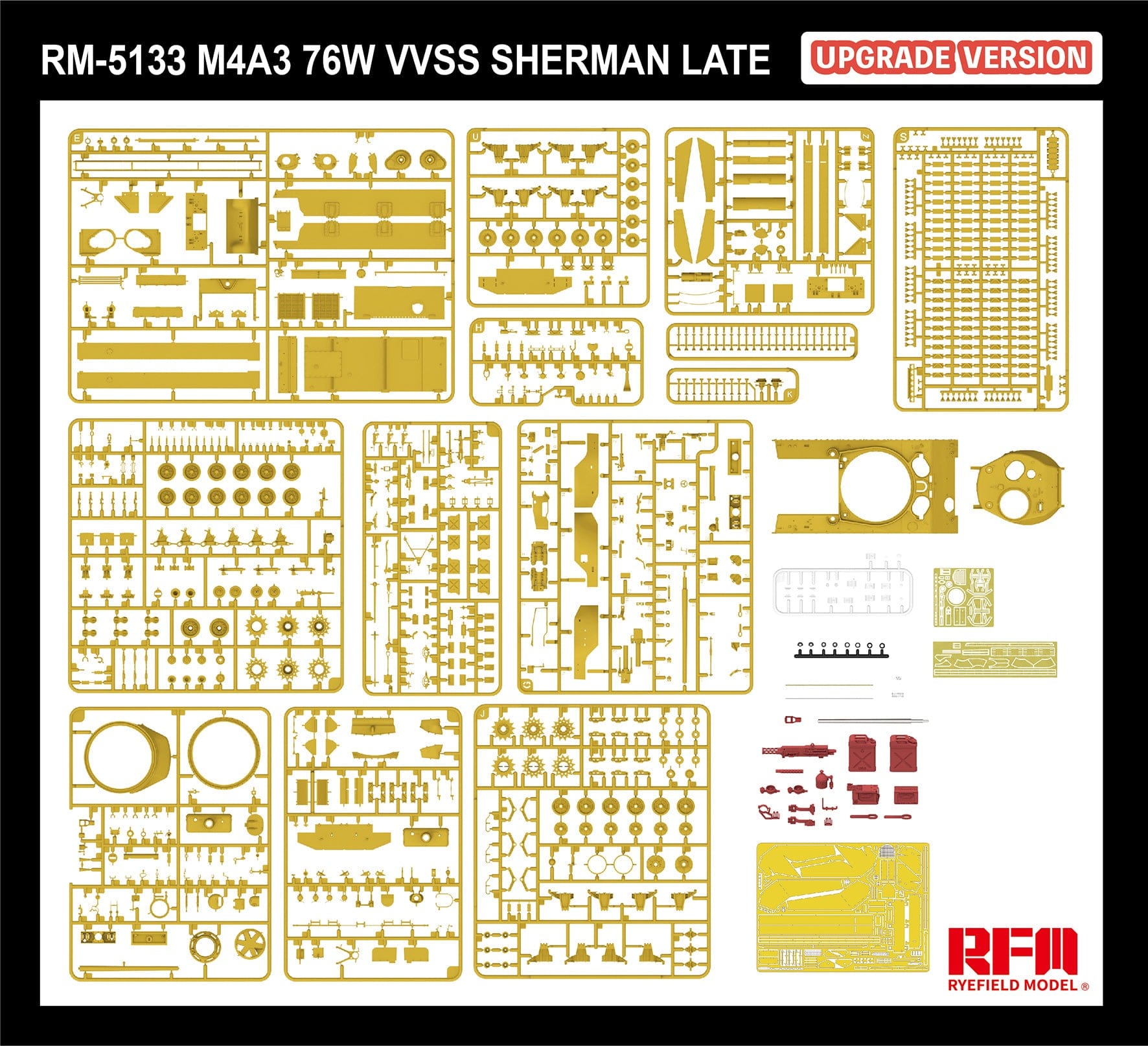 Rye Field Model - 5133 - M4A3(76)W Sherman VVSS (late) [upgrade kit] - sprue