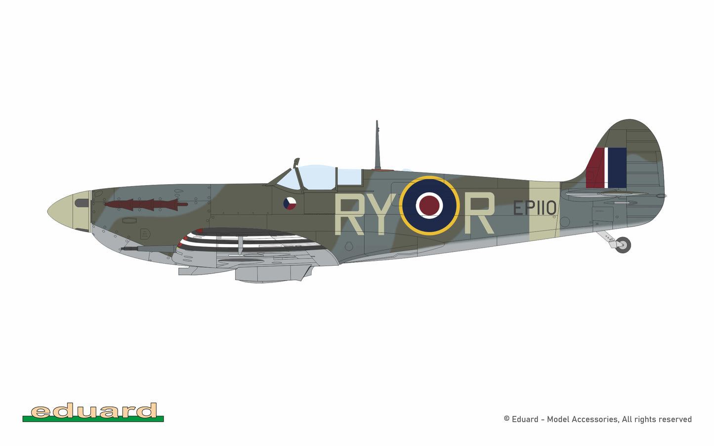 304 - Eduard - 70206 - Supermarine Spitfire Mk Vb (mid) - paint schemes - EP110, F/Lt Otmar Kučera, No. 313 Squadron, RAF Hawkinge, Kent, the United Kingdom, August-September 1943 
