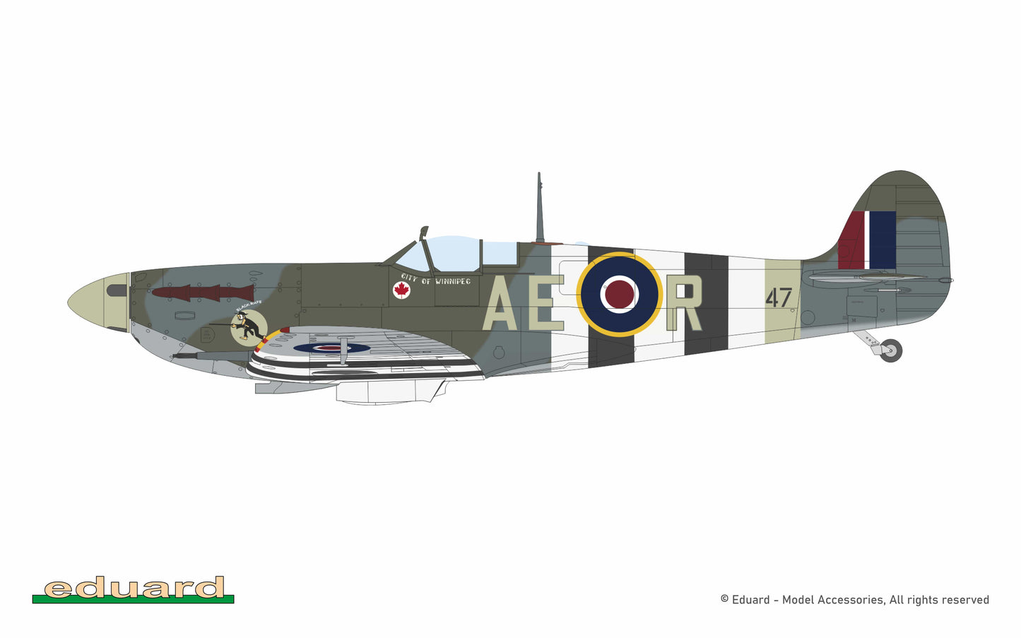 305 - Eduard - 70206 - Supermarine Spitfire Mk Vb (mid) - paint schemes - BL547, F/O Rick R. Richards, No. 402 Squadron, RAF Horne, the United Kingdom, June 1944