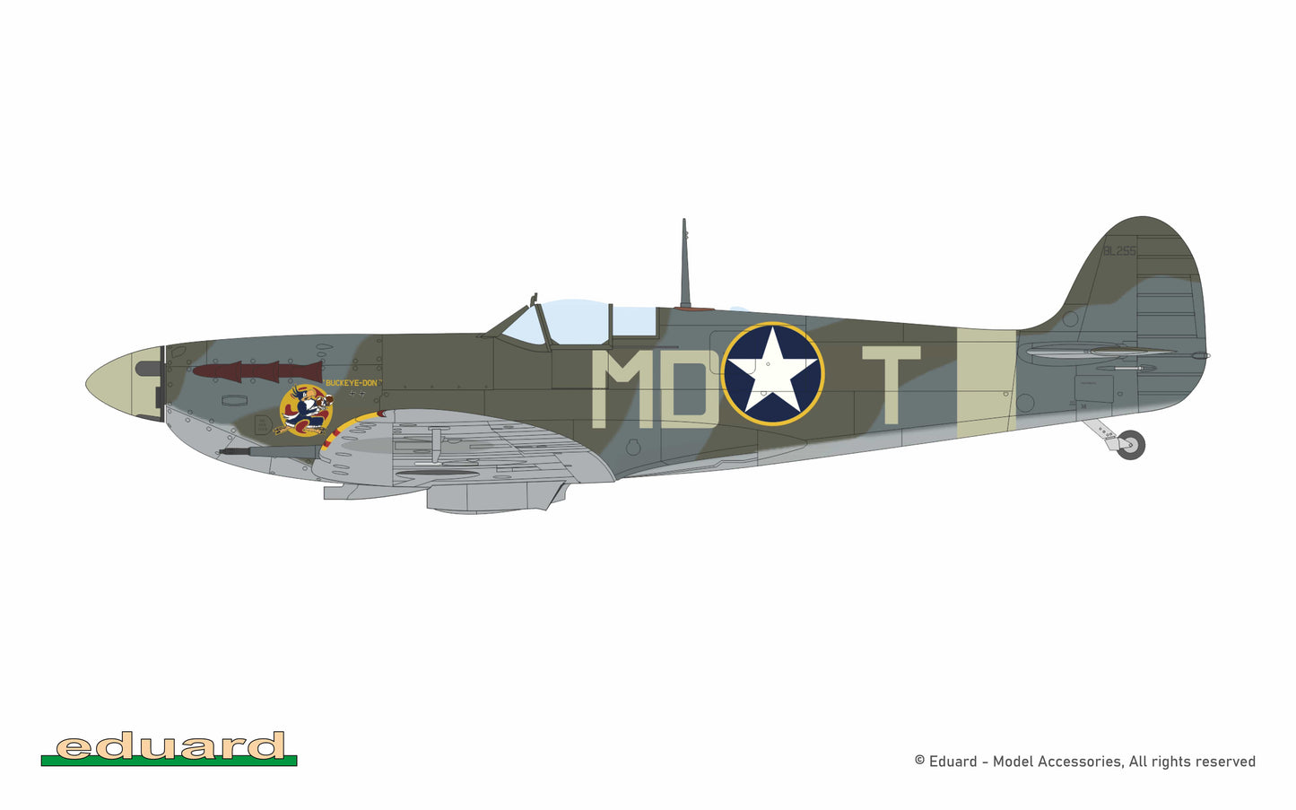 306 - Eduard - 70206 - Supermarine Spitfire Mk Vb (mid) - paint schemes - BL255, Lt. Don S. Gentile, 336th FS, 4th FG, 8th AF, Debden, the United Kingdom, November 1942 