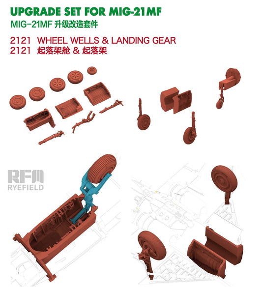 010 - Rye Field Model - 2121 - Mikoyan-Gurevich MiG-21MF Fishbed J Wheel Wells & Landing Gear [upgrade kit] - primary image