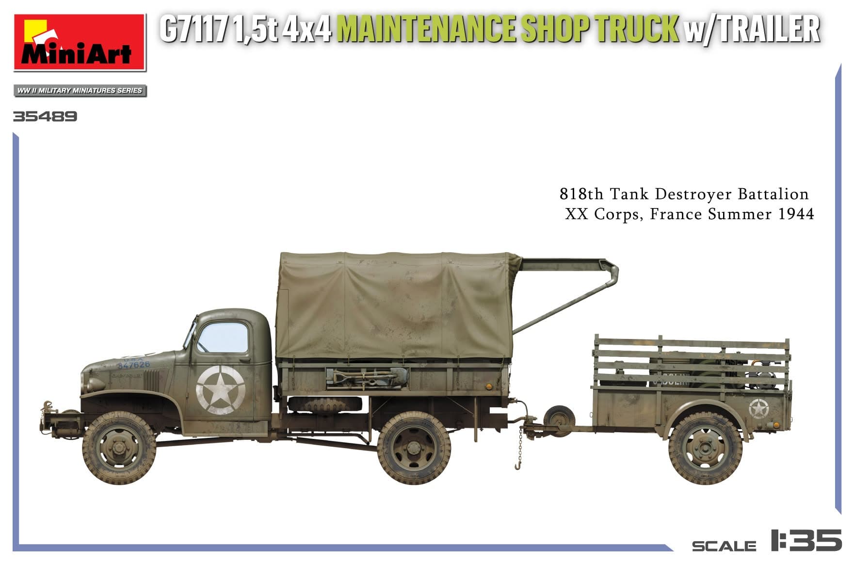 Miniart - 35498 - Chevrolet G7117 1½-ton 4x4 Repair with Trailer - digital model