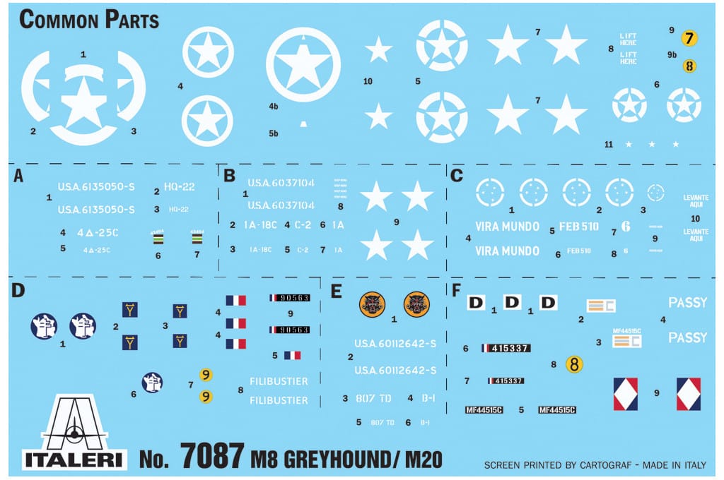 400 - Italeri - 7087 - M8 LAC / M20 AUC Greyhound - decals