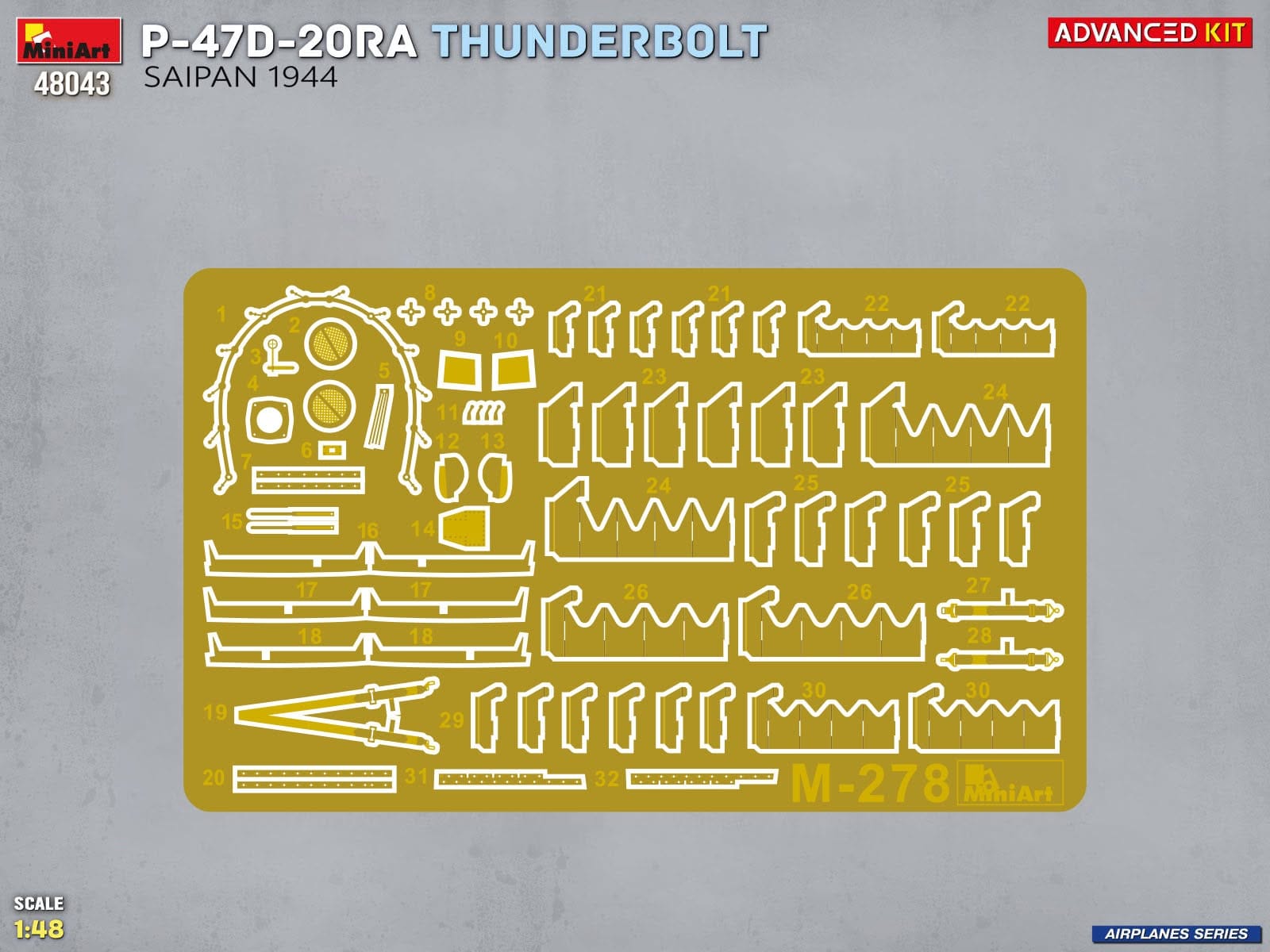 Miniart - 48043 - Republic P-47D-20RA Thunderbolt Razorback - photo-etched parts