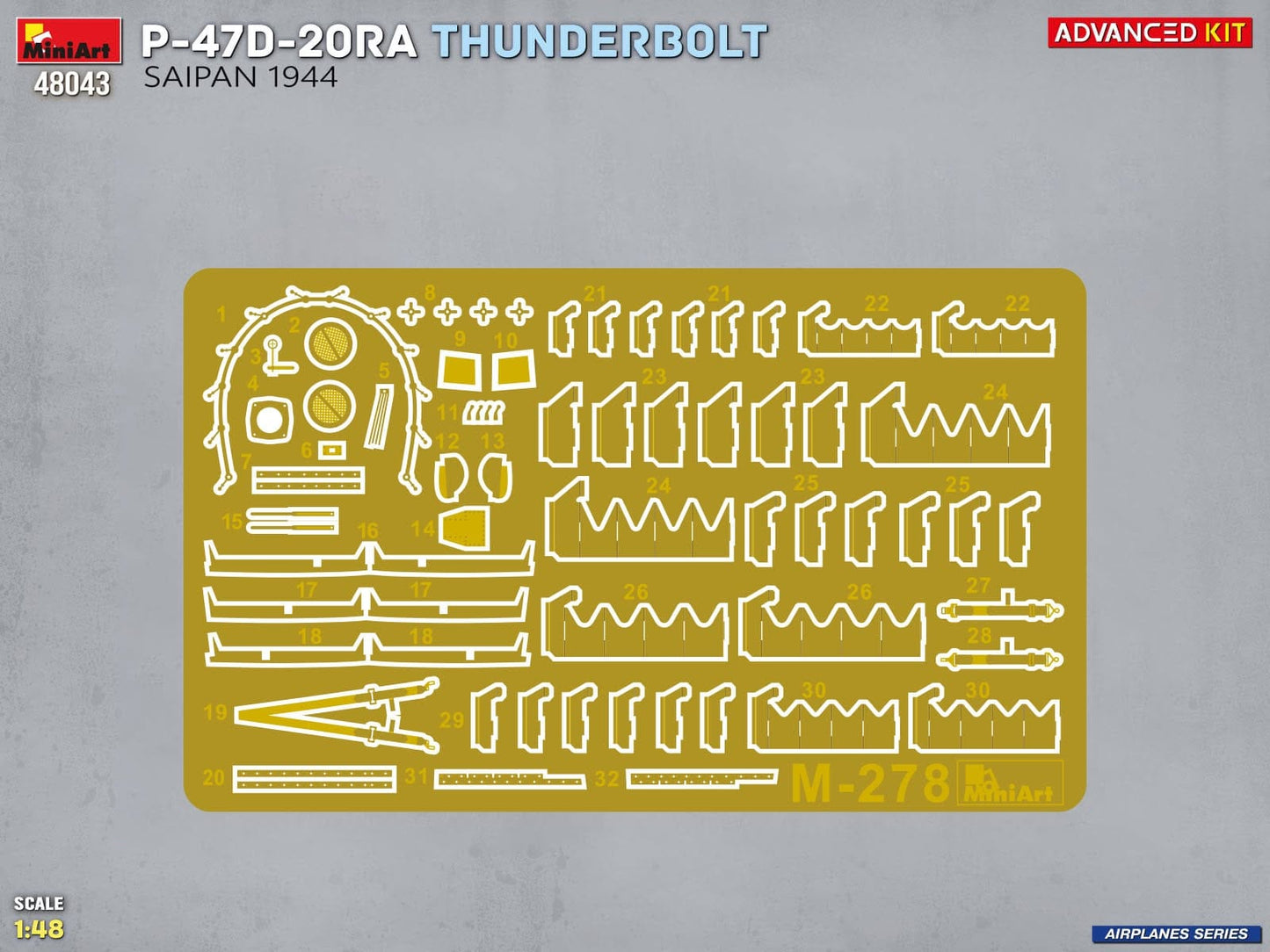 280 - Miniart - 48043 - Republic P-47D-20RA Thunderbolt Razorback - photo-etched parts