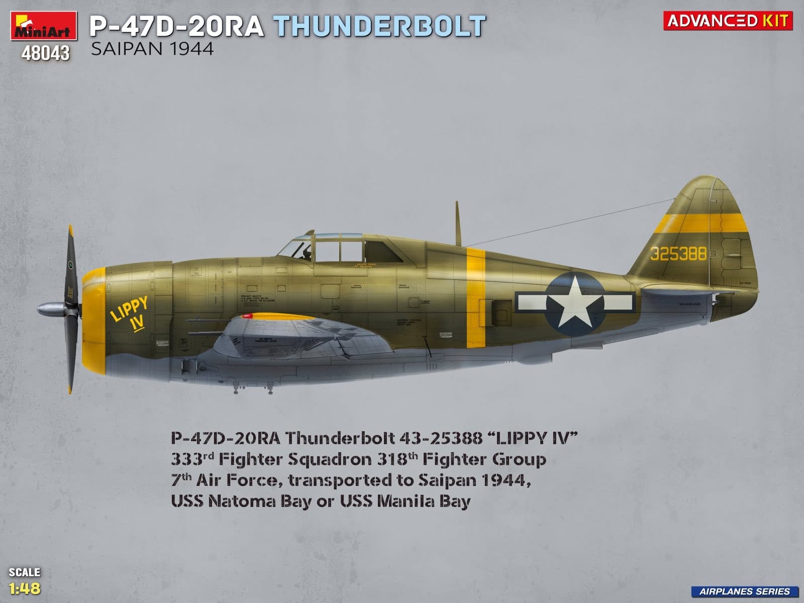 Miniart - 48043 - Republic P-47D-20RA Thunderbolt Razorback - paint schemes