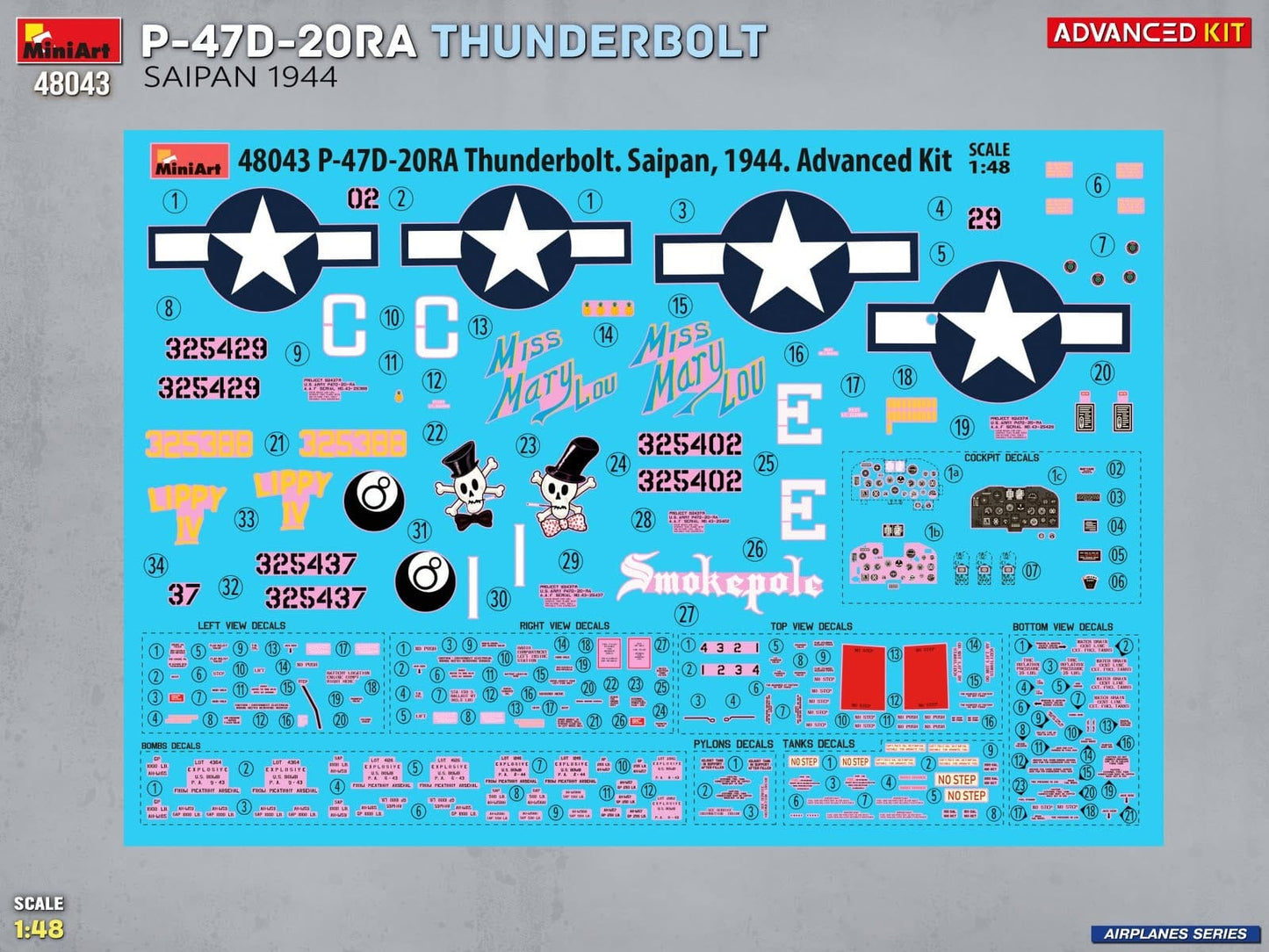 400 - Miniart - 48043 - Republic P-47D-20RA Thunderbolt Razorback - decals