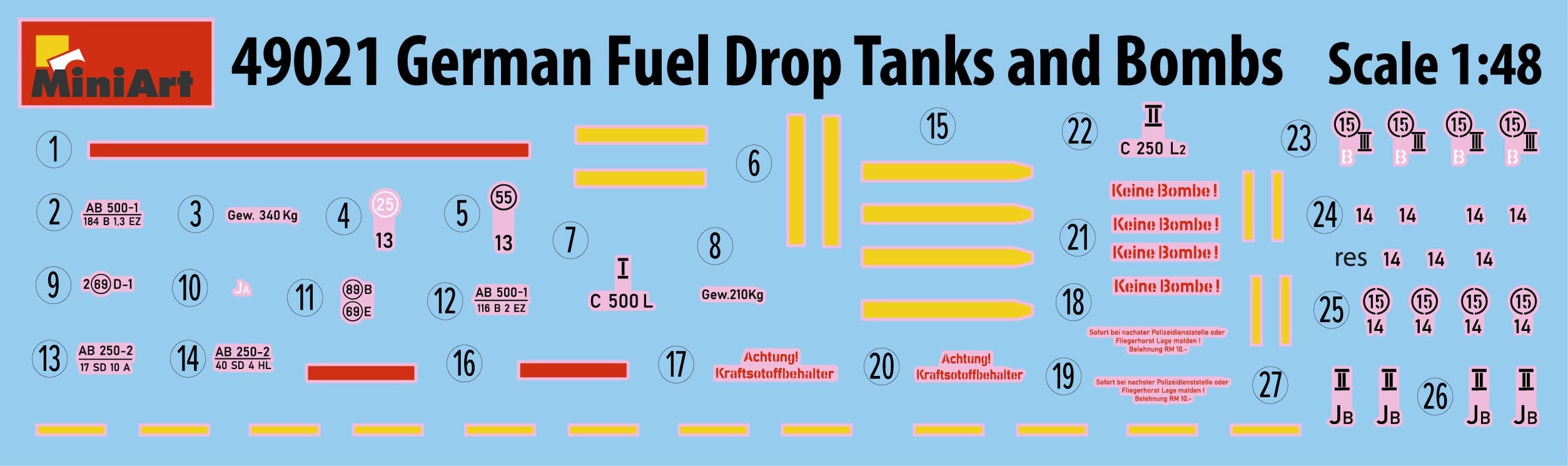 Miniart - 49021 - German Fuel Drop Tanks and Bombs - decals