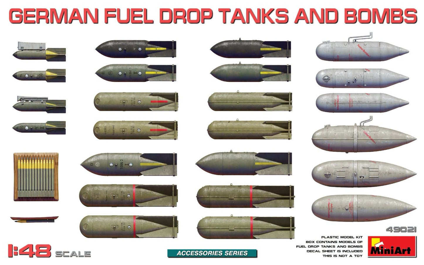 010 - Miniart - 49021 - German Fuel Drop Tanks and Bombs - primary image
