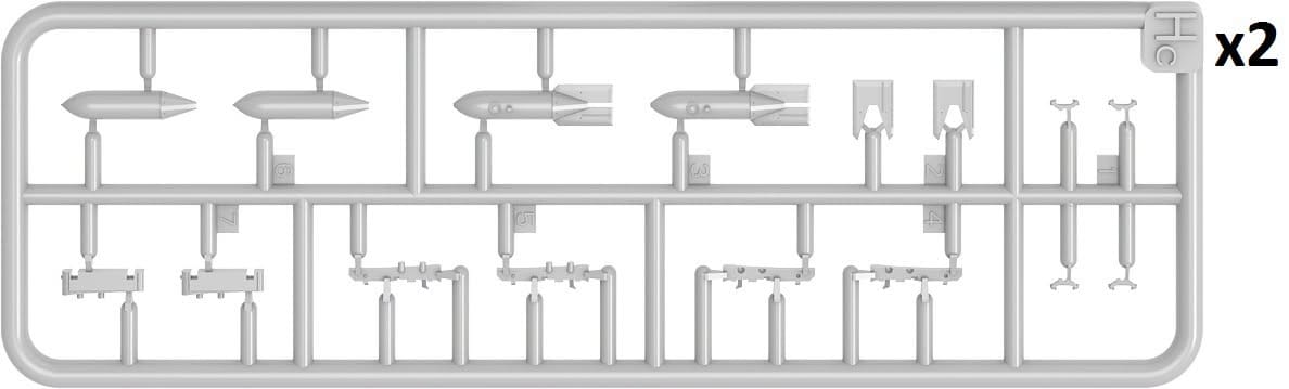 202 - Miniart - 49021 - German Fuel Drop Tanks and Bombs - sprue