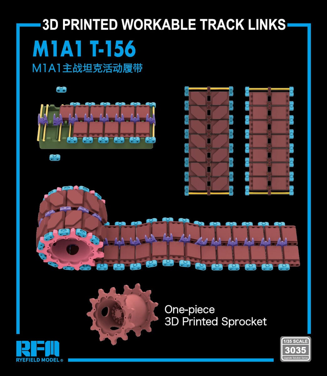 010 - Rye Field Model - 3035 - M1A1 Abrams T-156 Workable Track Links - primary image