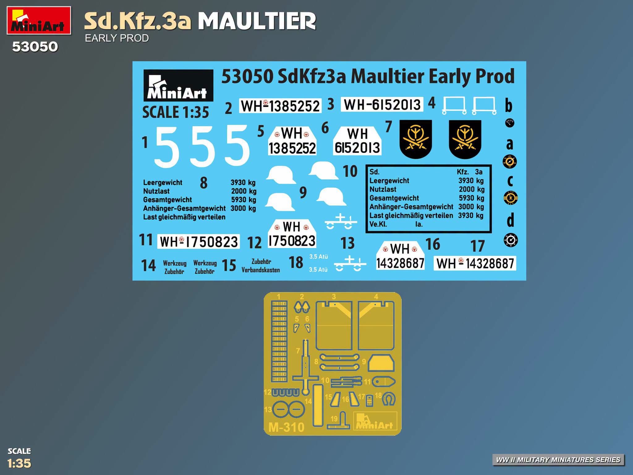 Miniart - 53050 - Opel Blitz 3.6-36S/SS M Sd.Kfz. 3a Maultier (early) - decals