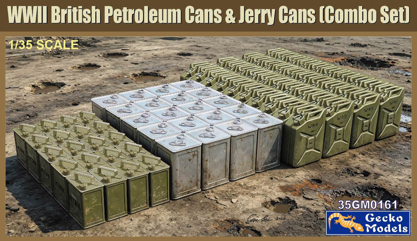 010 - Gecko Models - 35GM161 - British Petrol Tins and Jerry Cans Set - primary image