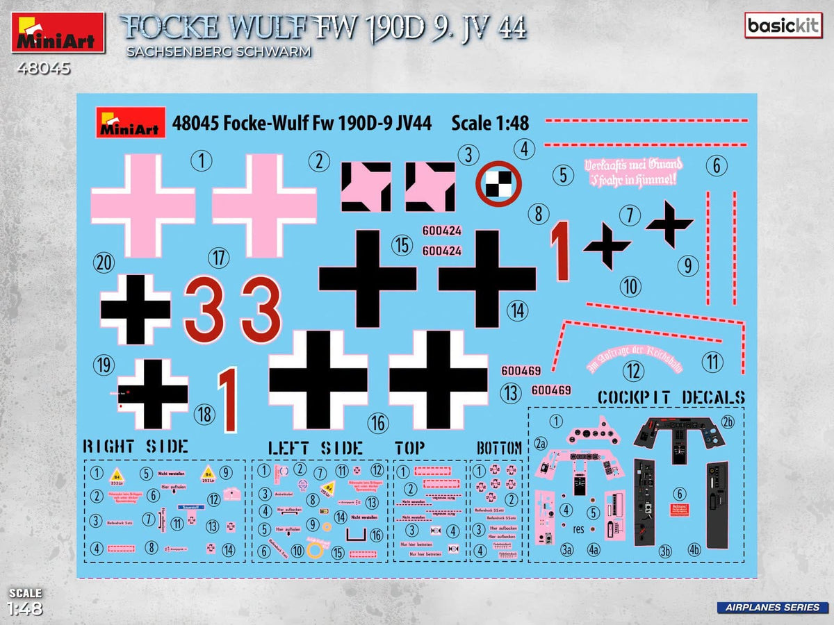 400 - Miniart - 48045 - Focke-Wulf Fw 190 D-9 ‘JV. 44 - Sachsenberg Schwarm’ - decals