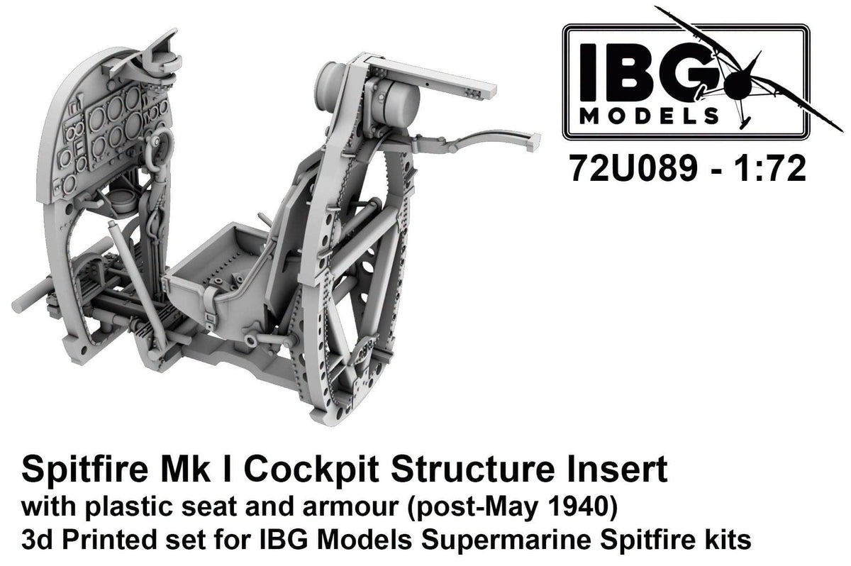 010 - IBG - 72U089 - Supermarine Spitfire Mk I Cockpit Structure Insert (Plastic Seat) - primary image