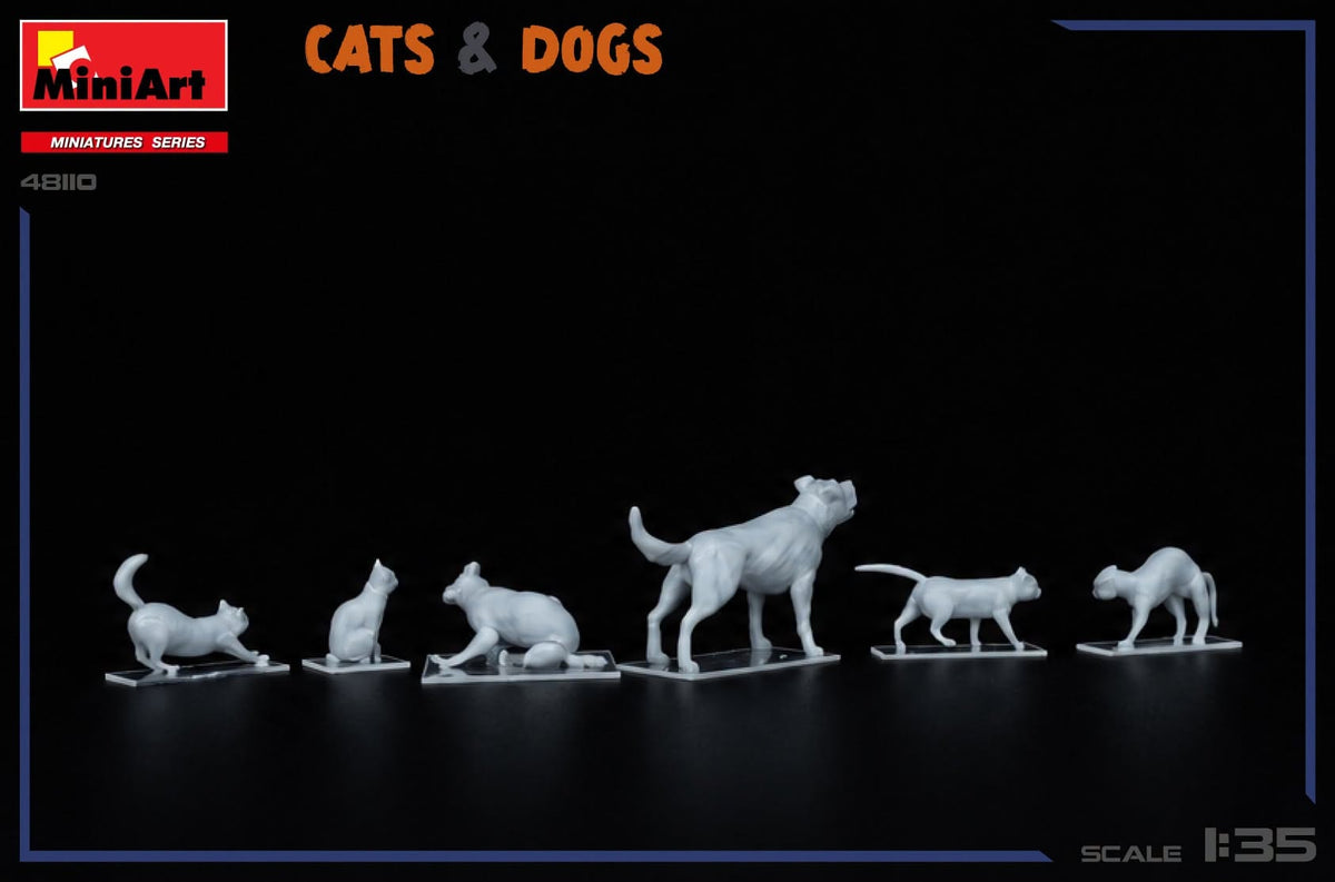 602 - Miniart - 38110 - Cats & Dogs - unpainted model