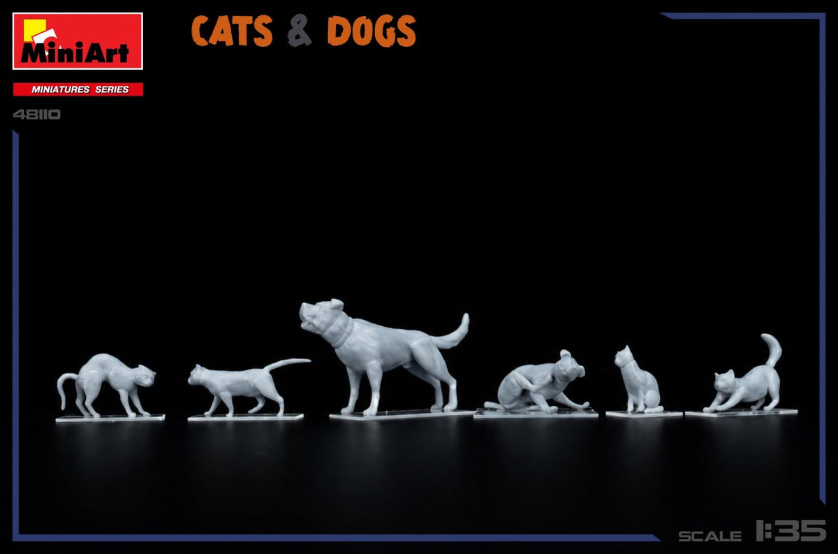 601 - Miniart - 38110 - Cats & Dogs - unpainted model
