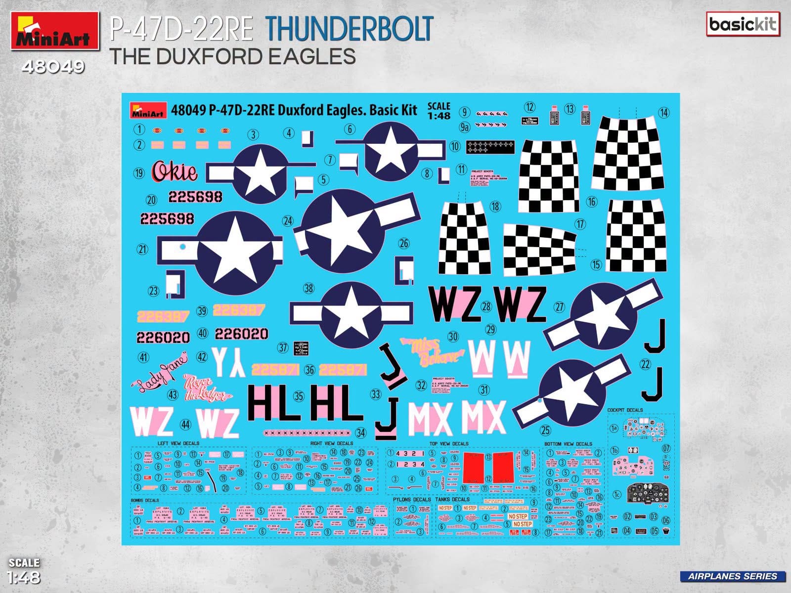 Miniart - 48049 - Republic P-47D-22RE Thunderbolt Razorback ‘The Duxford Eagles’ - decals