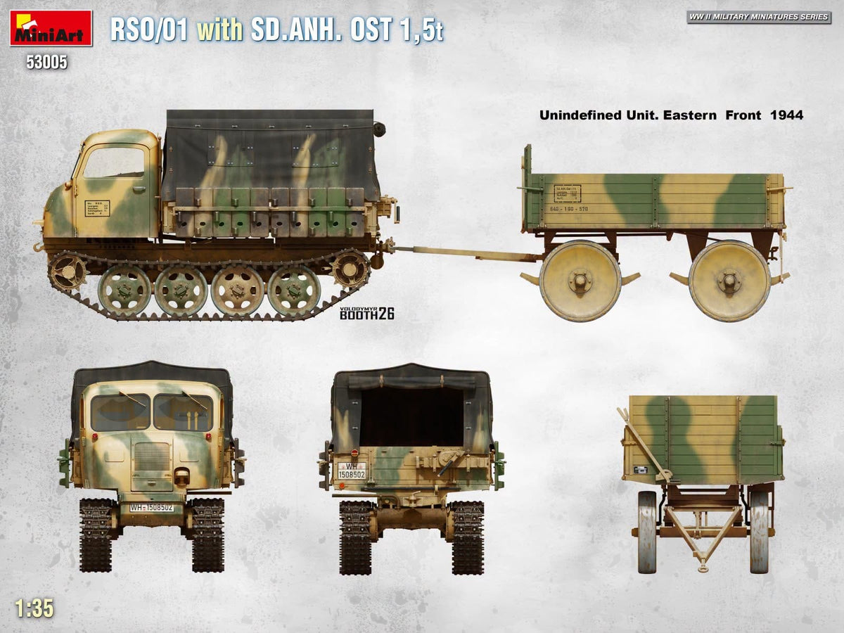 302 - Miniart - 53005 - Steyr RSO/01 with Sd.Anh. Ost 1.5t Trailer - paint schemes