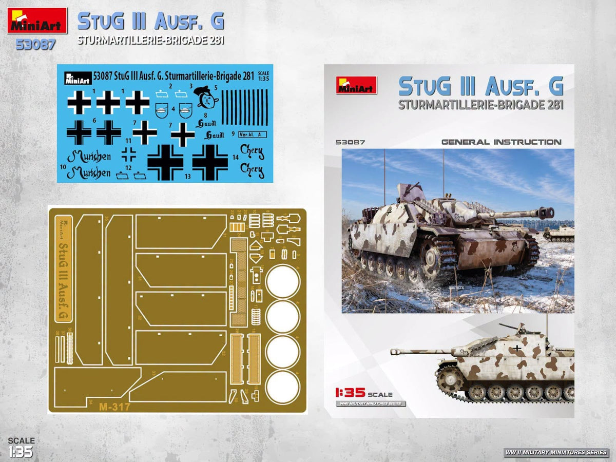 100 - Miniart - 53087 - StuG III Ausf. G (Sturmartillerie-Brigade 281) - box contents