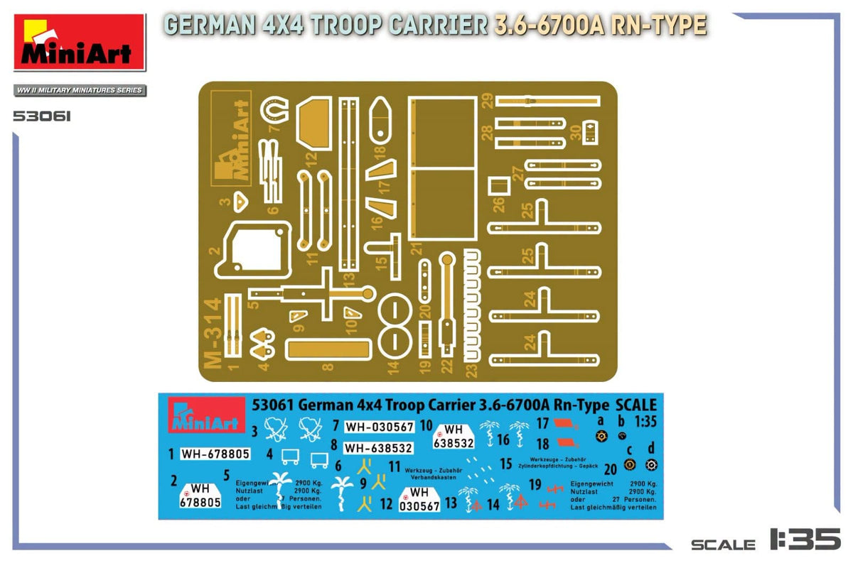 400 - Miniart - 53061 - Opel Blitz 3.6-6700 A (RN) - decals