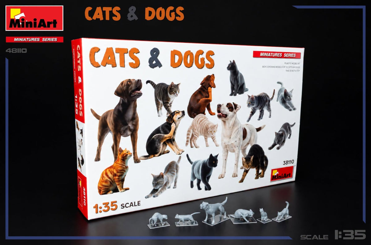 600 - Miniart - 38110 - Cats & Dogs - unpainted model