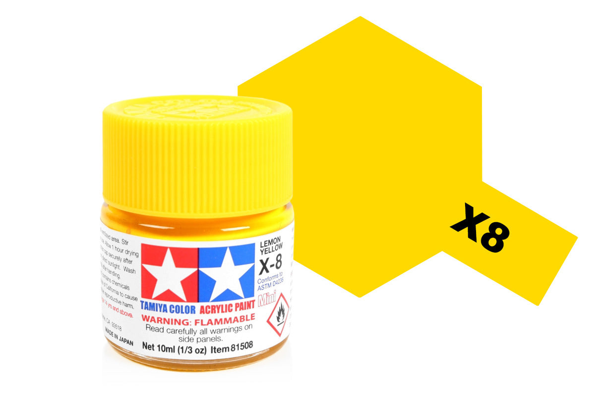 010 - Tamiya Acrylic Mini X-8 Lemon Yellow - primary image