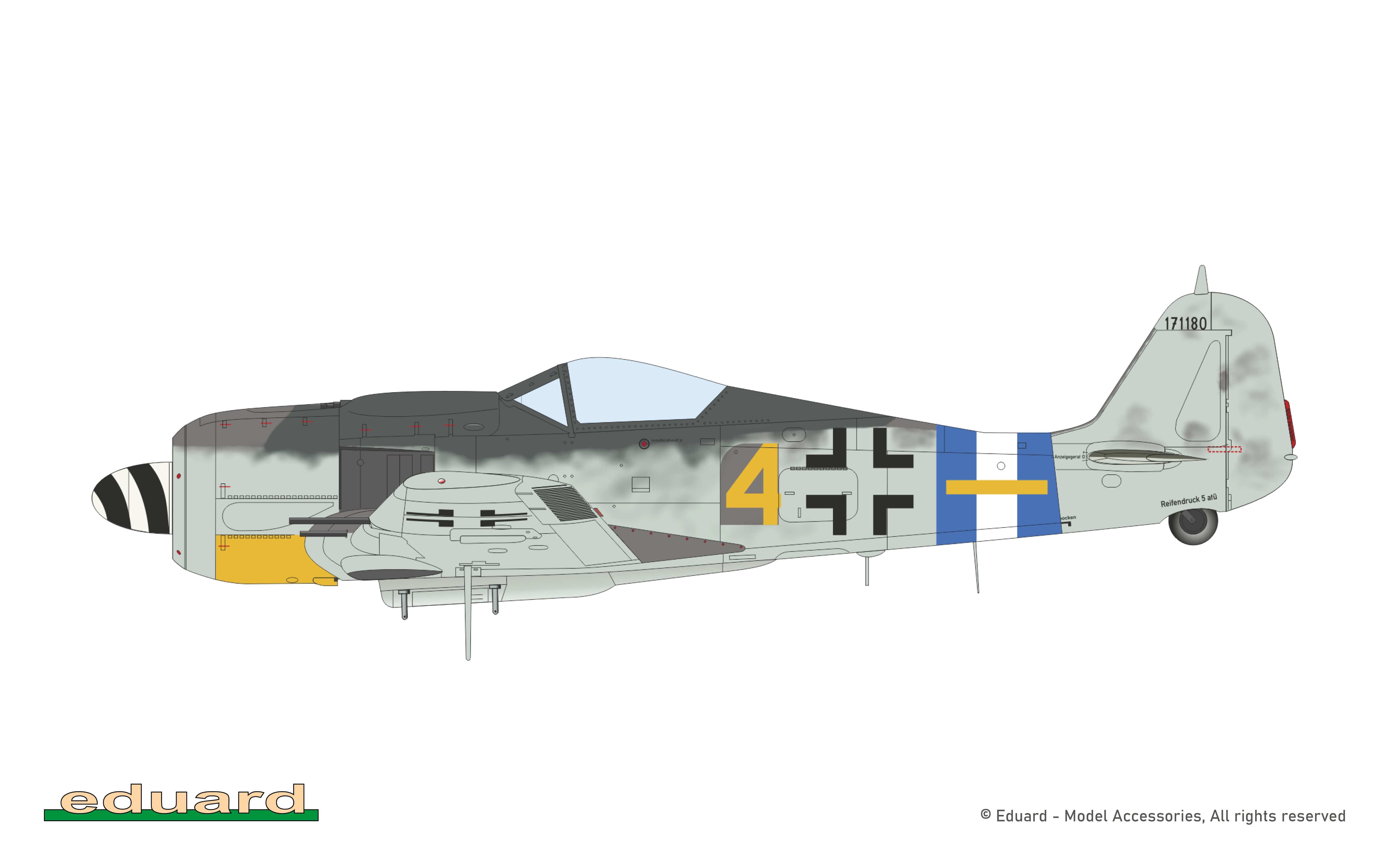 Eduard - 82147 - Focke-Wulf Fw 190 A-8 - paint schemes - W.Nr. 171180, 6./JG 300, München-Neubiberg, Germany, April–May 1945