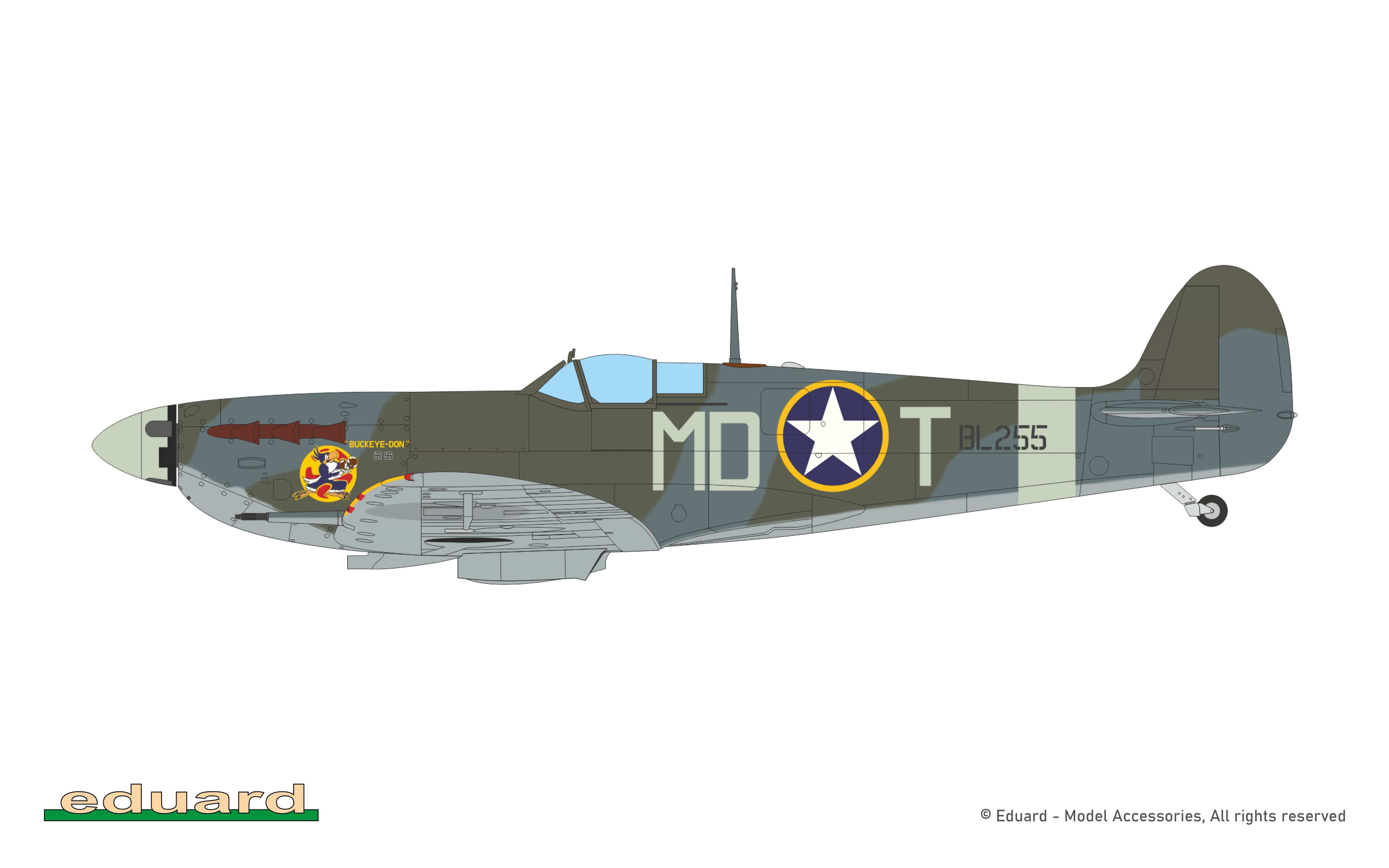 Eduard - 82157 - Supermarine Spitfire Mk Vb - paint schemes - BL255, Lt. Don S. Gentile, 336th FS, 4th FG, 8th AF, Debden, United Kingdom, November 1942 