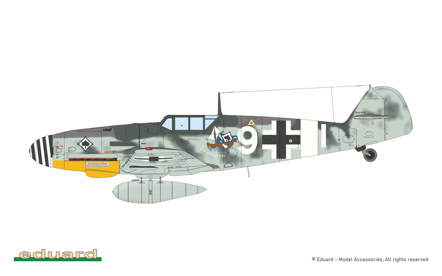 300 - Eduard - 82167 - Messerschmitt Bf 109 G-6 - paint schemes - Bf 109G-6, W.Nr. 18107, Uffz. Georg Amon, 7./JG 53, Torazzo-Catania, Sicily, June 1943