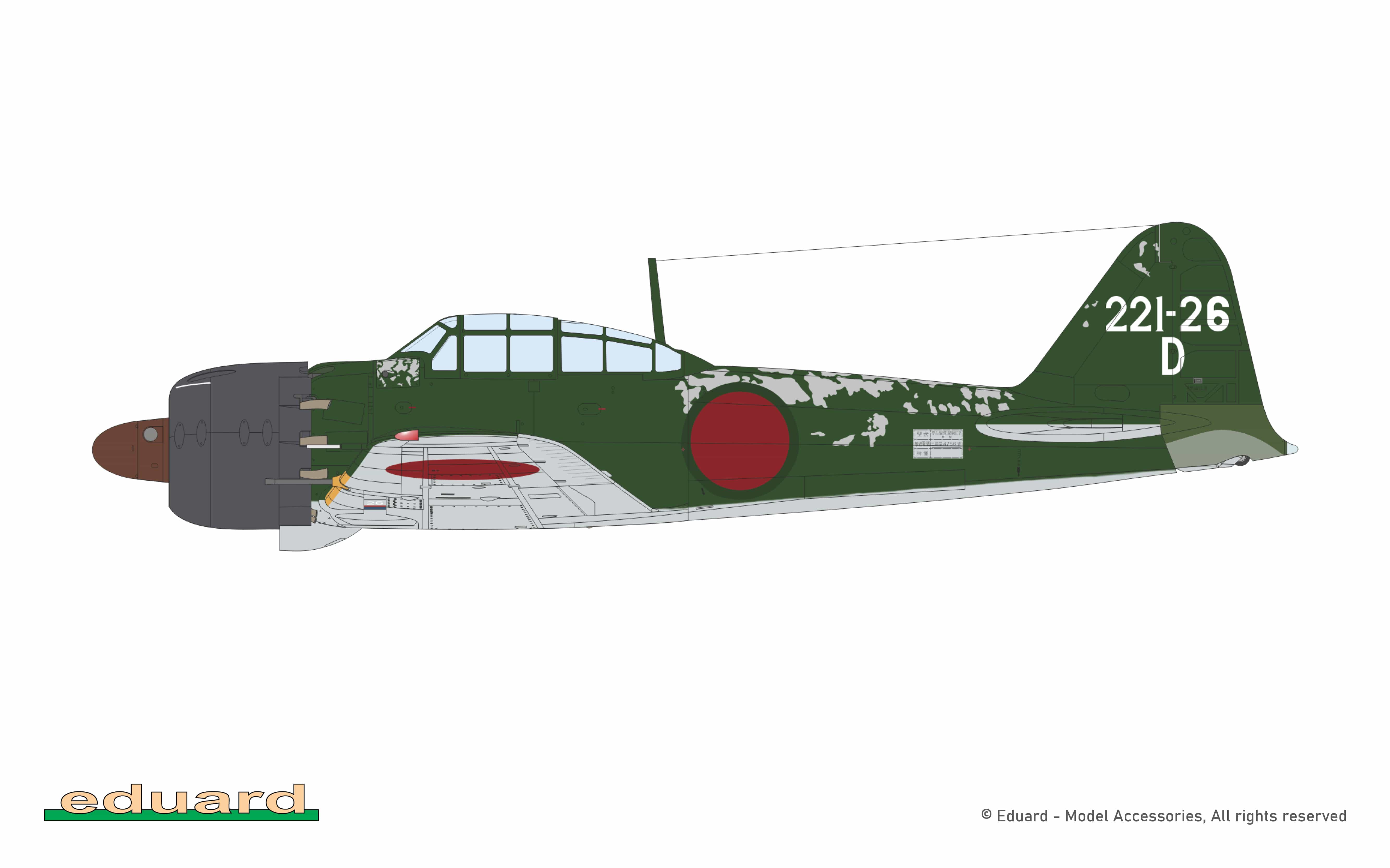 Eduard - 82216 - Mitsubishi A6M5a Zero Model 52 - paint schemes - Kōkūtai 221, Hikōtai 407, Philippines, February 1945
