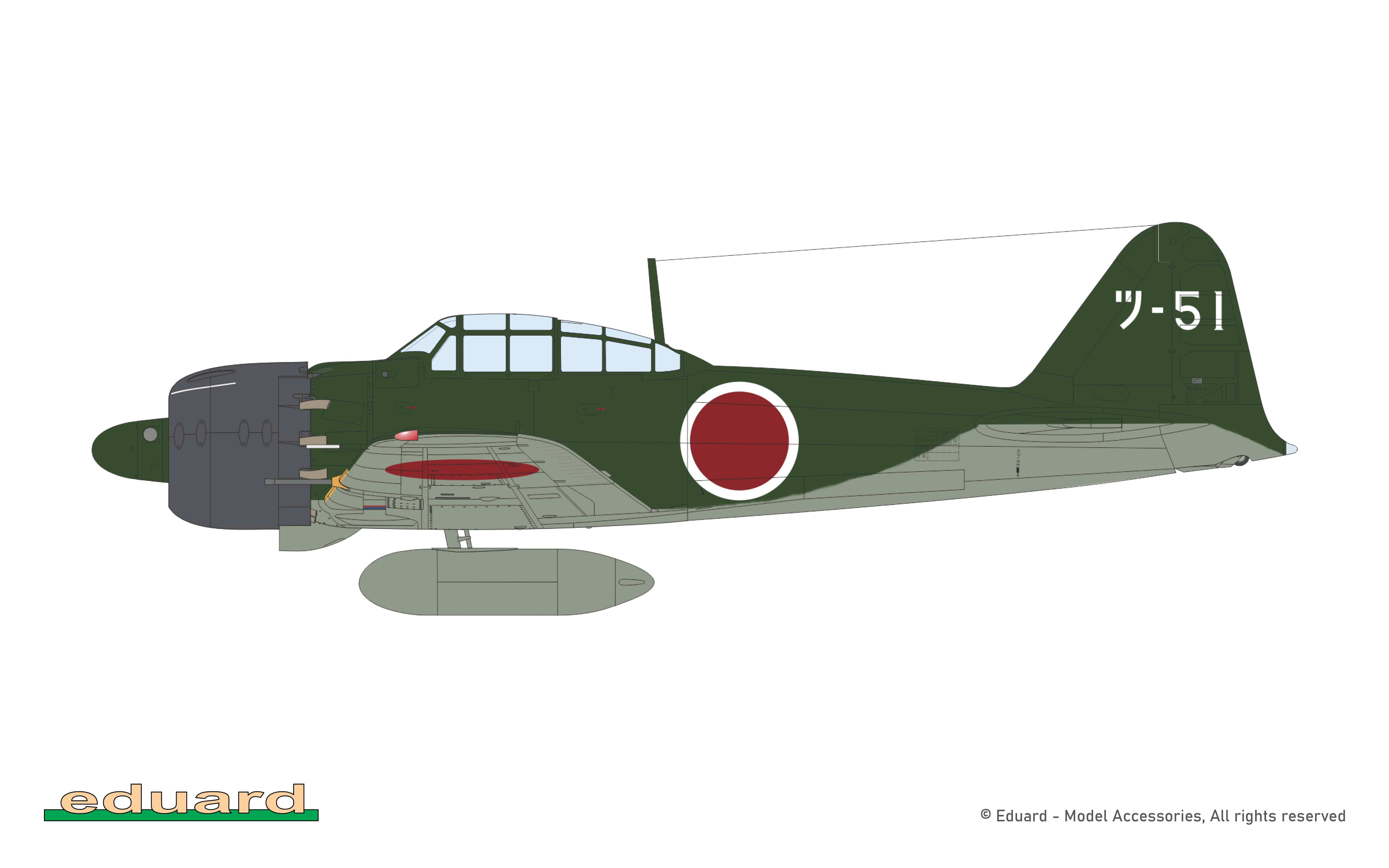 Eduard - 82216 - Mitsubishi A6M5a Zero Model 52 - paint schemes - CPO Takanobu Obata, Tsukuba Kōkūtai, Japan, February 1945