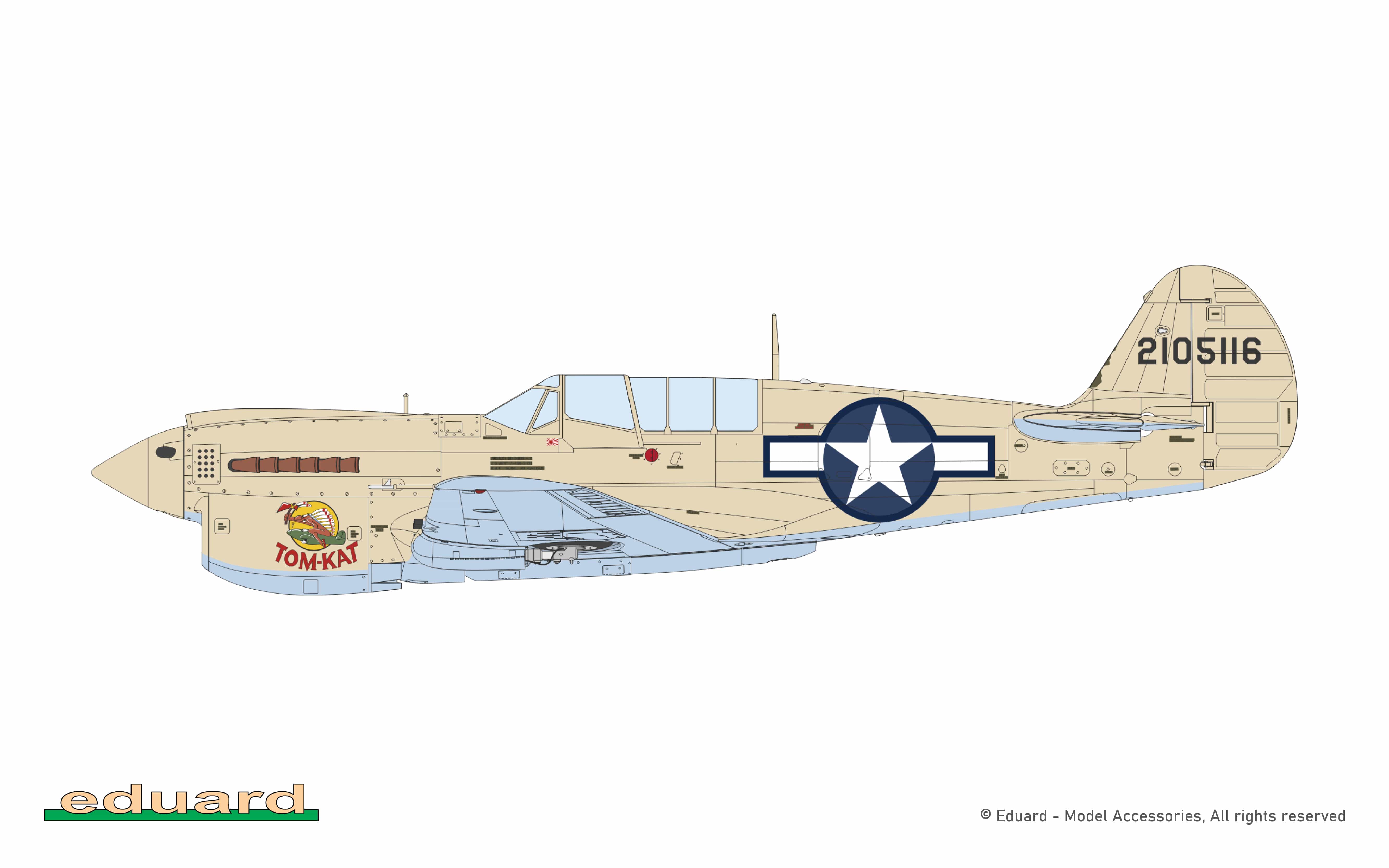 Eduard - 82242 - Curtiss P-40N Warhawk - box contents - 42-105116, P-40N-5, Capt. Gilmer L. Snipes, 45th FS, 15th FG, Nanumea, December 1943 
