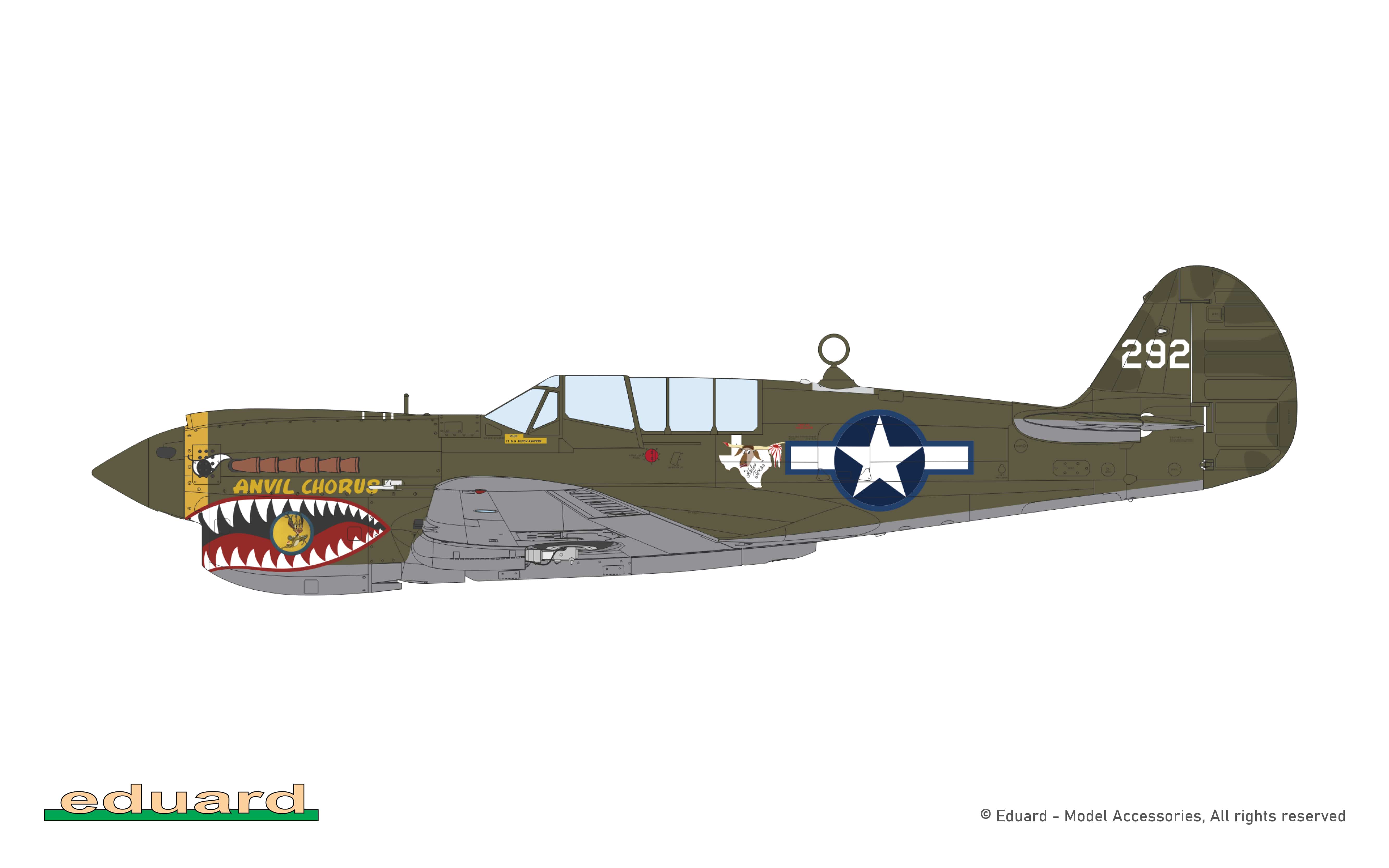 Eduard - 82242 - Curtiss P-40N Warhawk - box contents - P-40N-5, 1/Lt. Benjamin H. Ashmore, 26th FS, 51st FG, Kunming, China, 1944