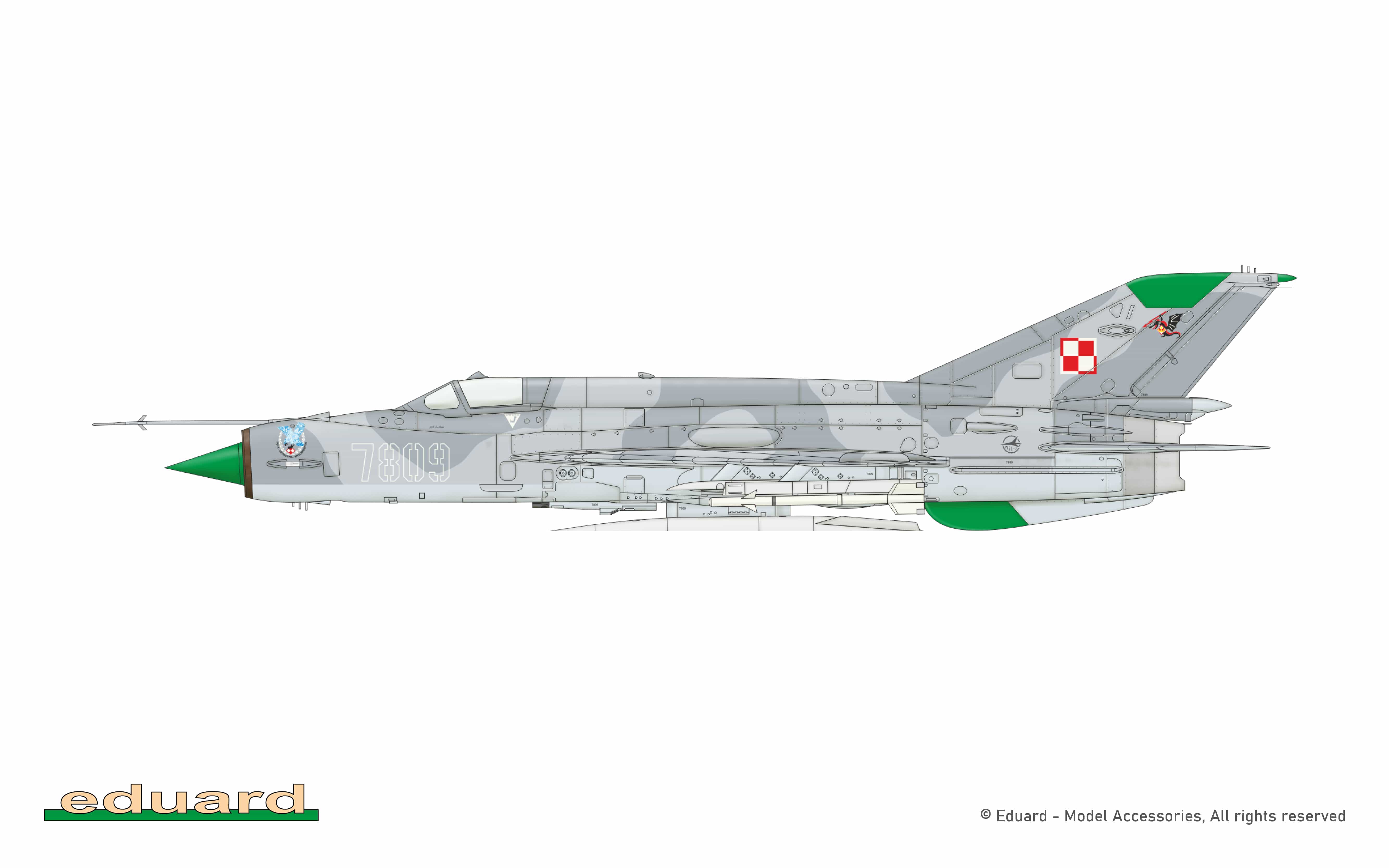 Eduard - 8231 - Mikoyan-Gurevich MiG-21MF Fishbed J - paint schemes - MiG-21MF, 10th Tactical Squadron, Lask AB, Poland, 2001-2003