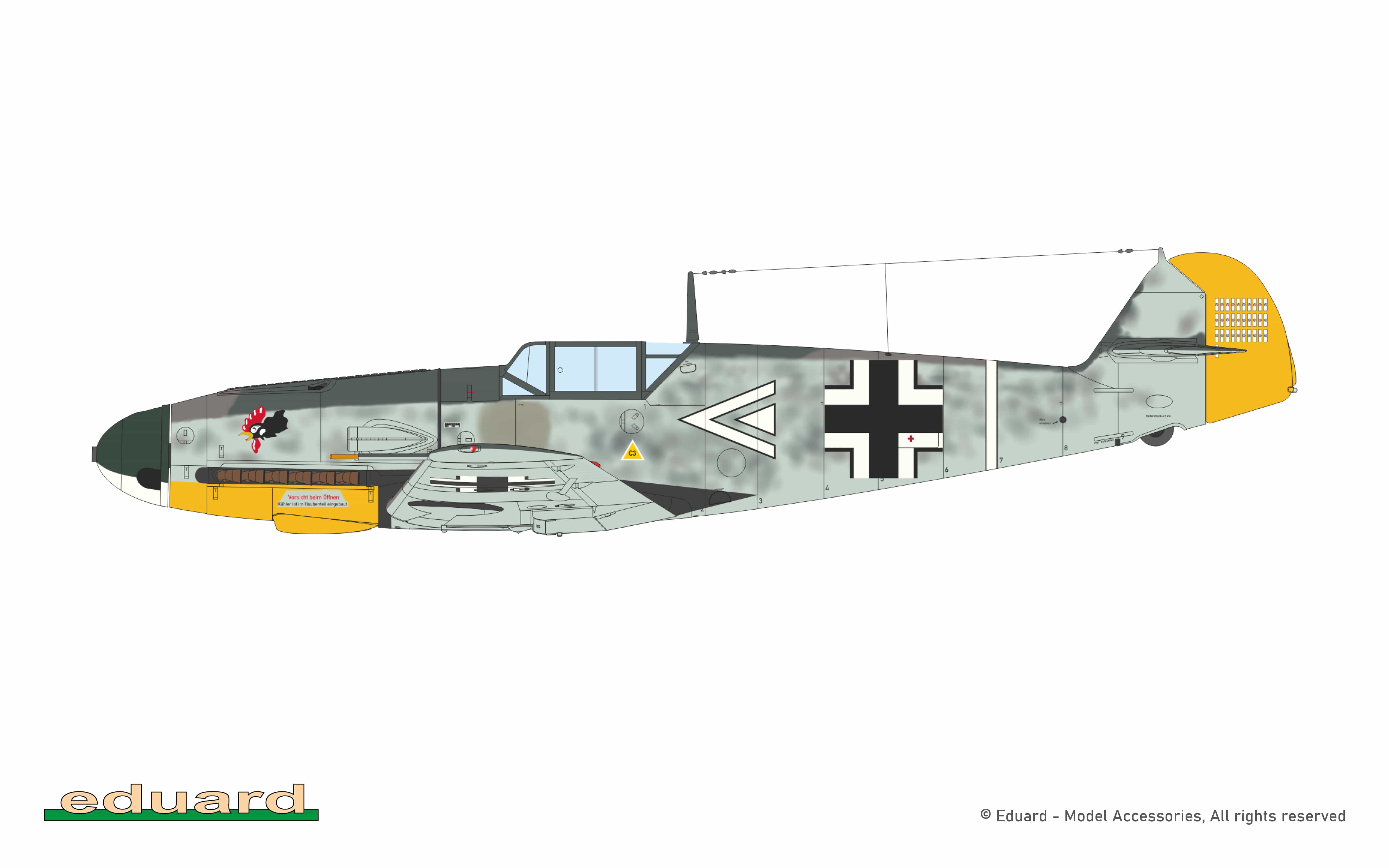 Eduard - 84212 - Messerschmitt Bf 109 F-2 - paint schemes - Hptm. Hans Hahn, CO of III./JG 2, Saint-Pol-sur-Ternoise, France, July 1941