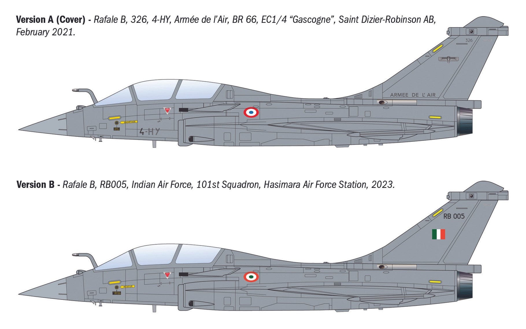 Italeri - 90092 - Dassault Rafale B - paint schemes