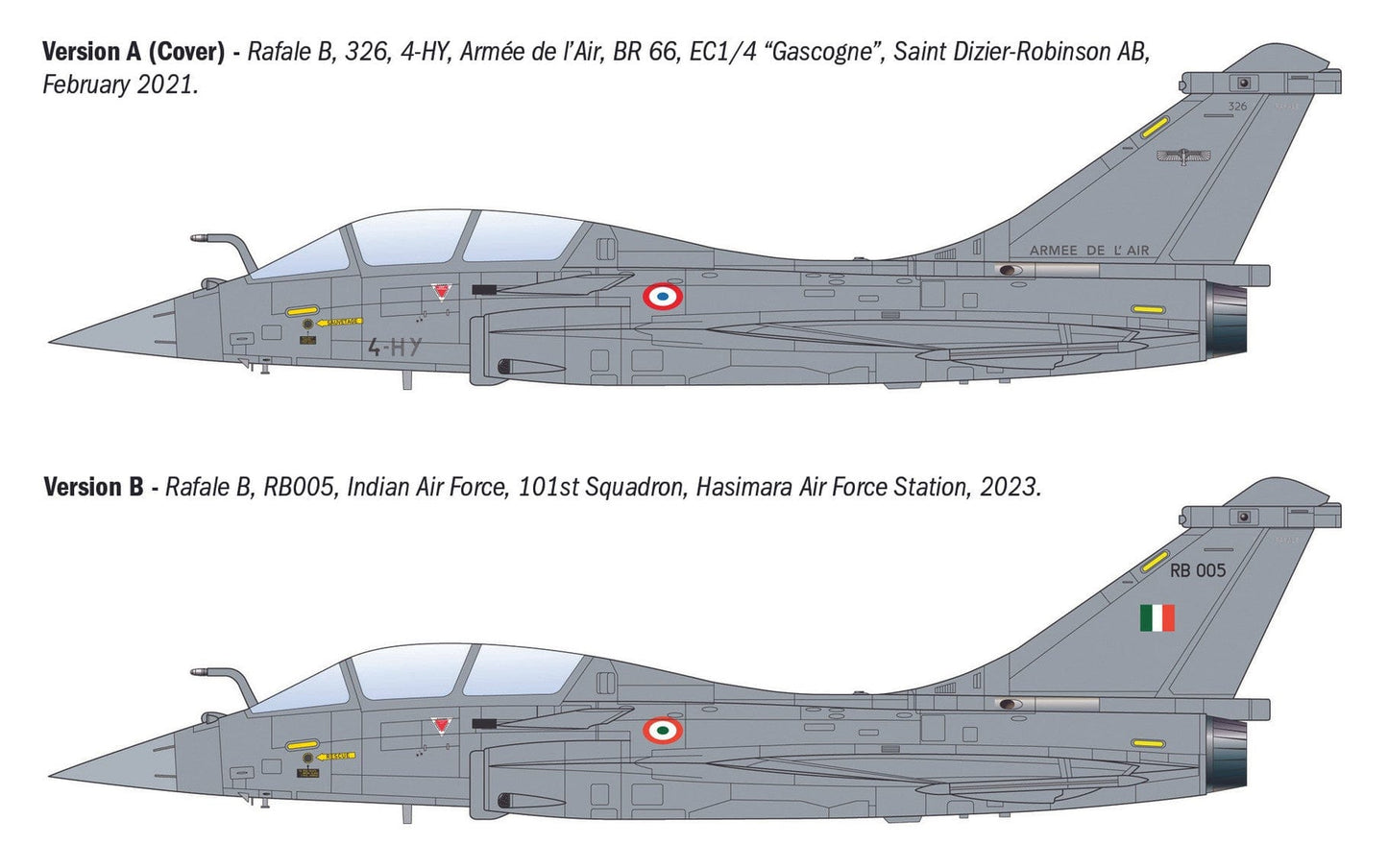 301 - Italeri - 90092 - Dassault Rafale B - paint schemes