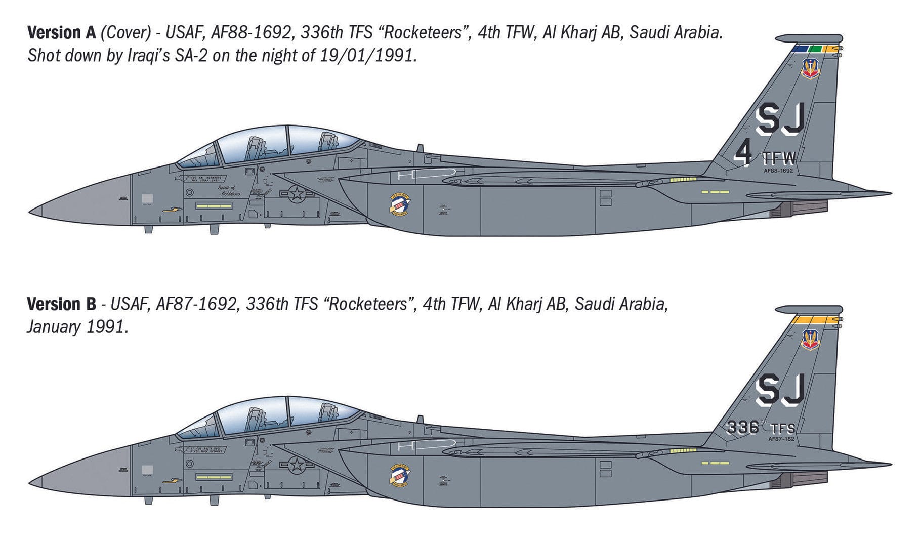 Italeri - 90166 - McDonnell Douglas F-15E Strike Eagle - paint schemes