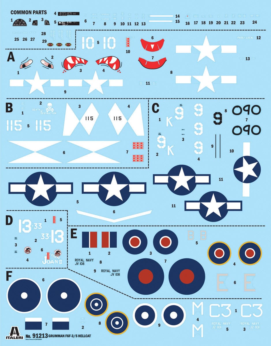 Italeri - 91213 - Grumman F6F-3 Hellcat / Mk II - decals